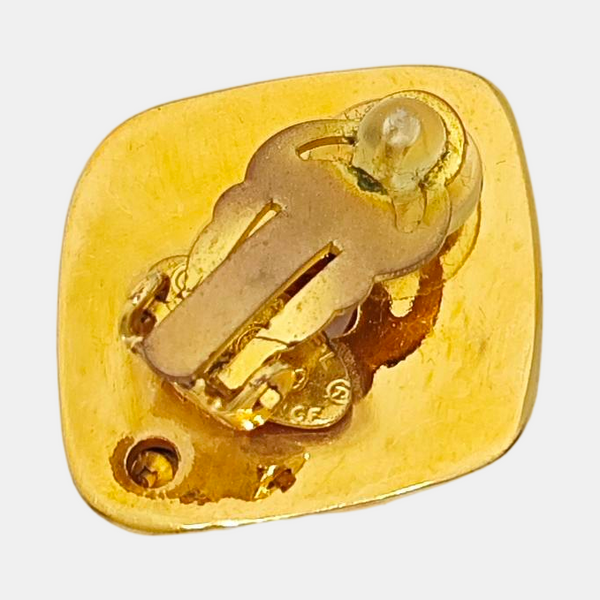 Vintage Metal Gold Clip On Earrings
