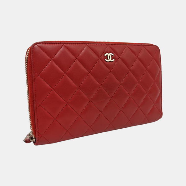 Quilted Lambskin Wallet Red