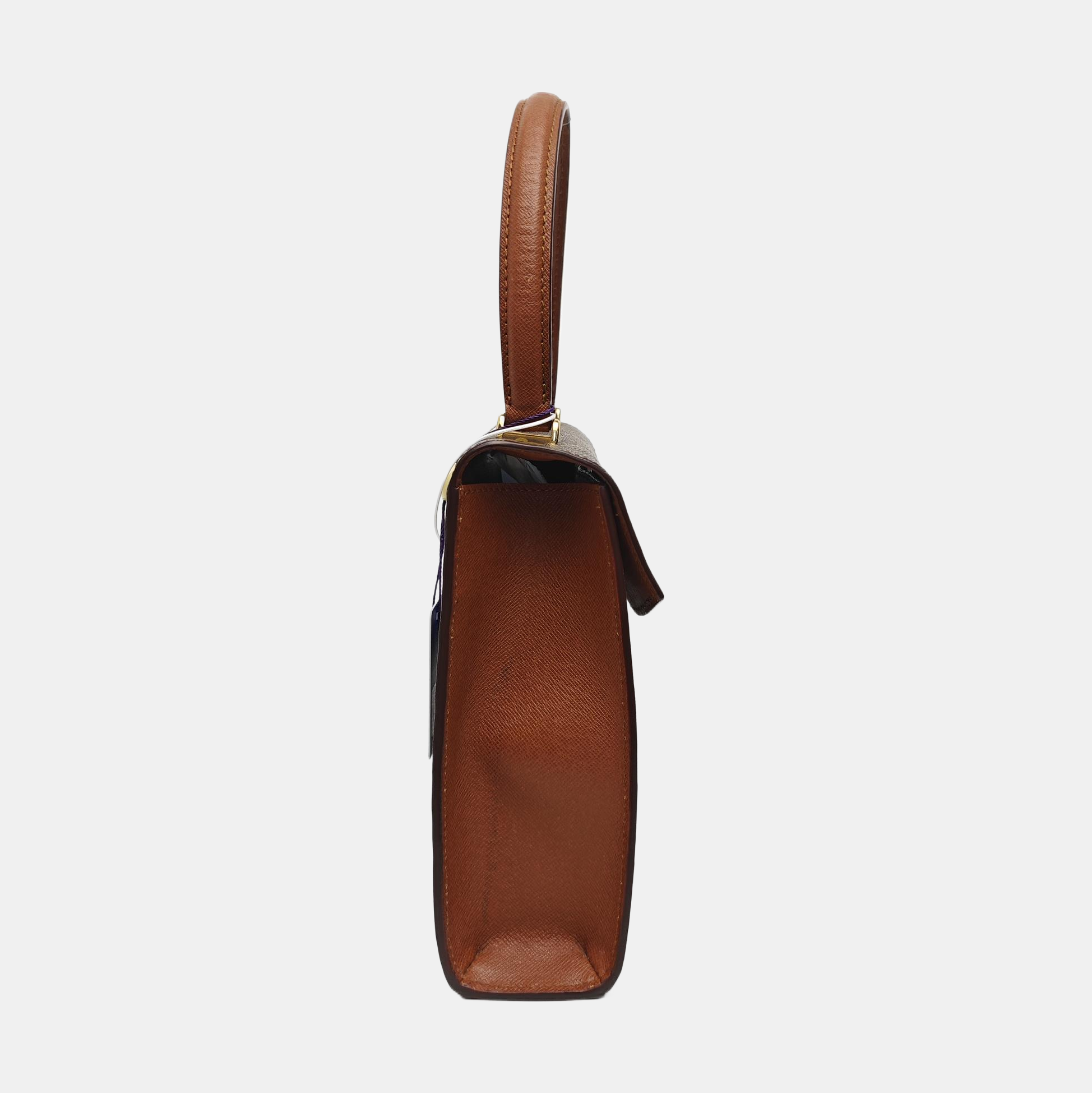 Coated Canvas Top Handle Bag Brown