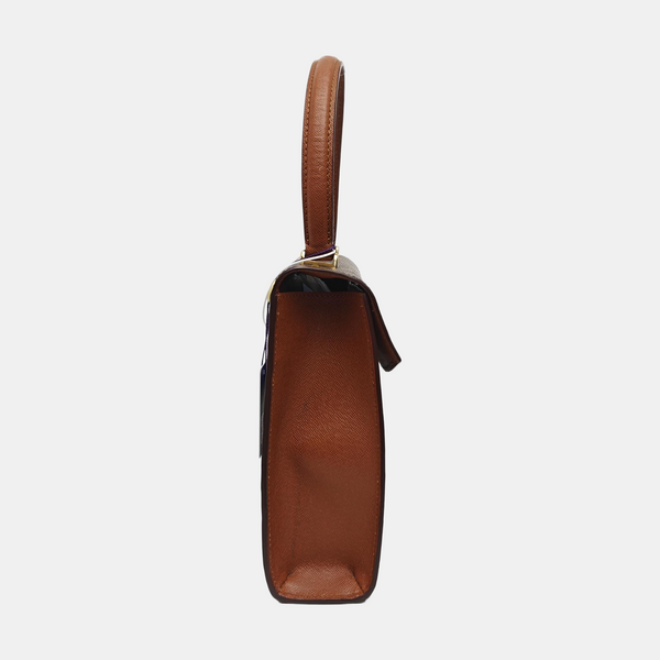 Coated Canvas Top Handle Bag Brown