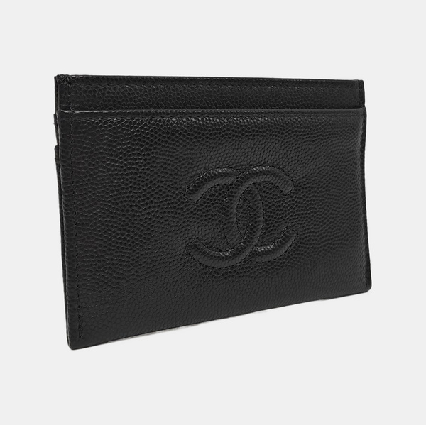 Grained Calfskin Card Holder Black