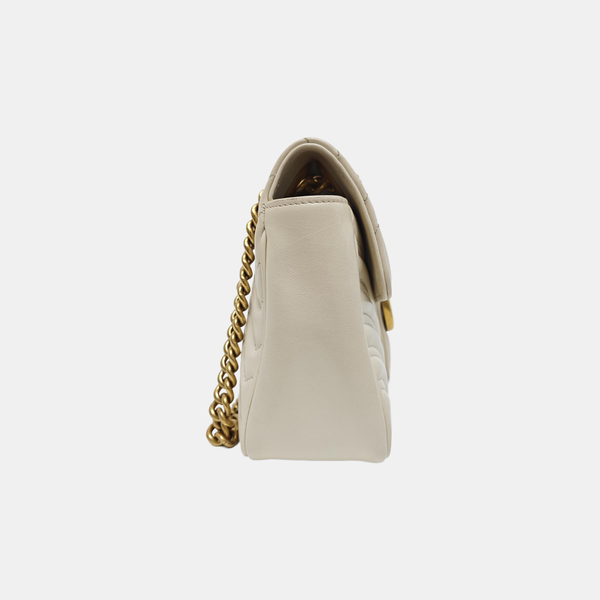 GG Marmont Medium Quilted Calfskin White
