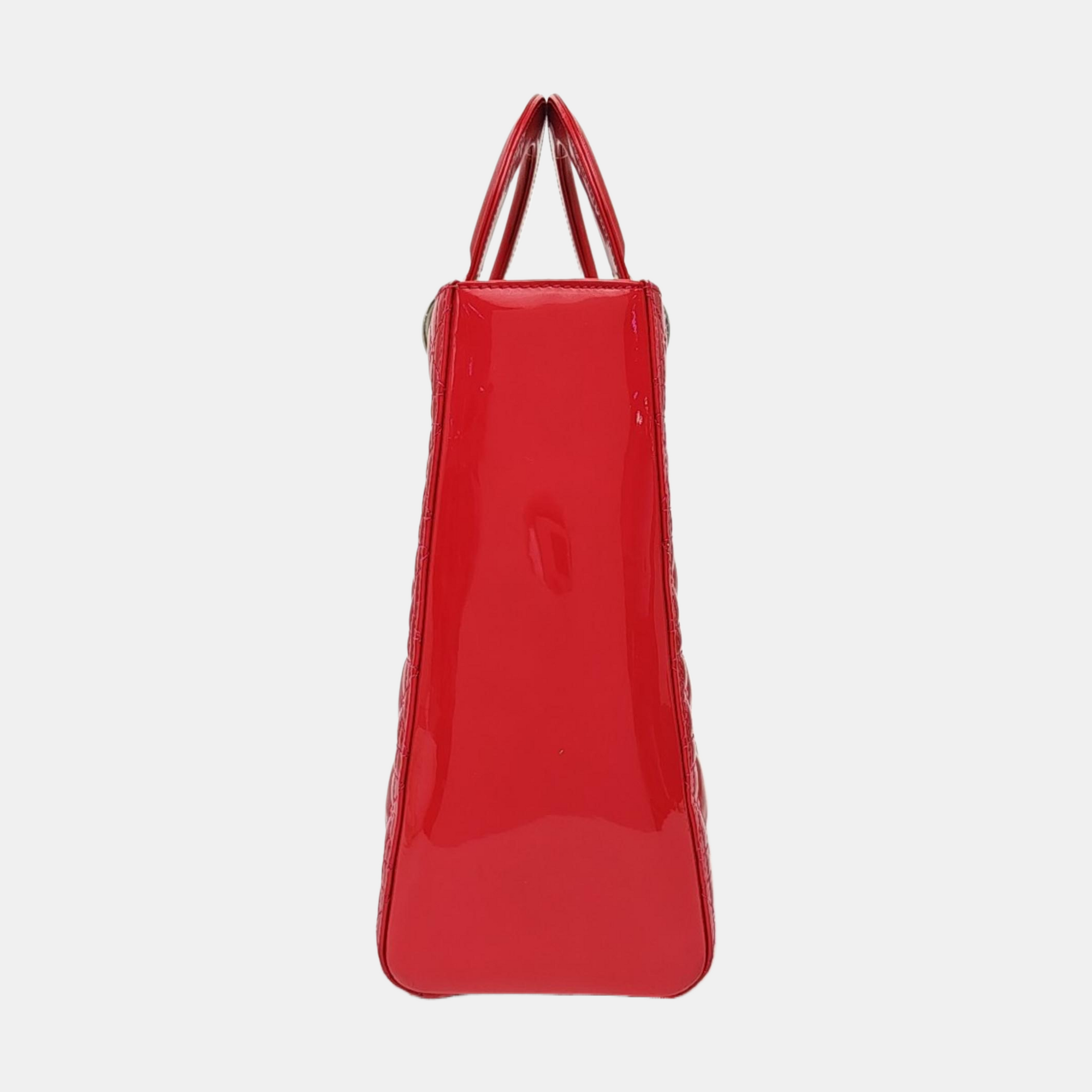 Lady Dior Large Cannage Patent Leather Red