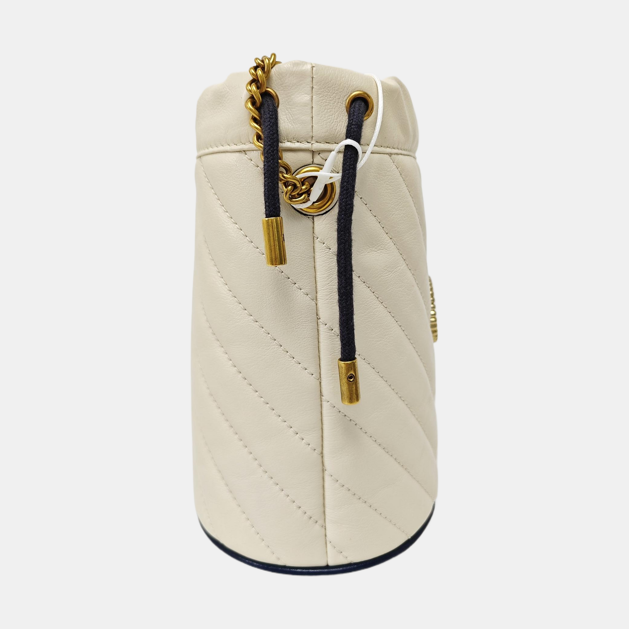 GG Marmont Mini Quilted Calfskin White