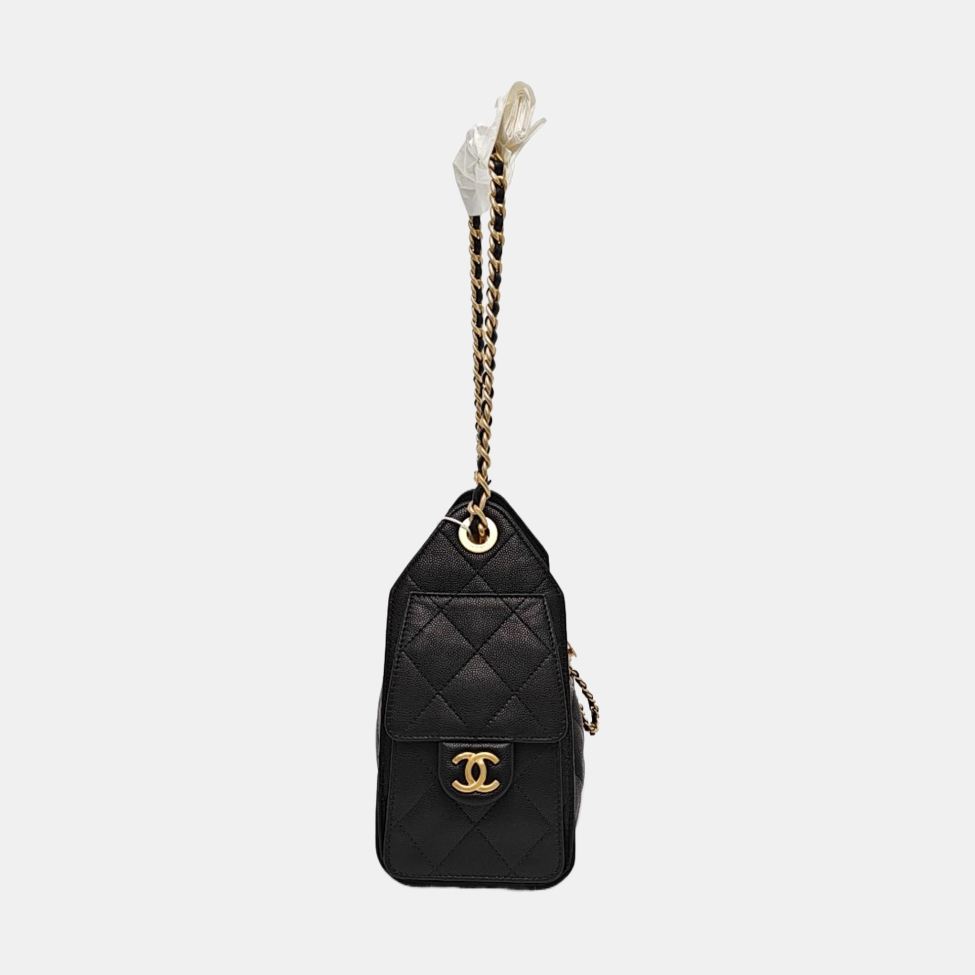 CHANEL 25 Mini Quilted Grained Calfskin Black