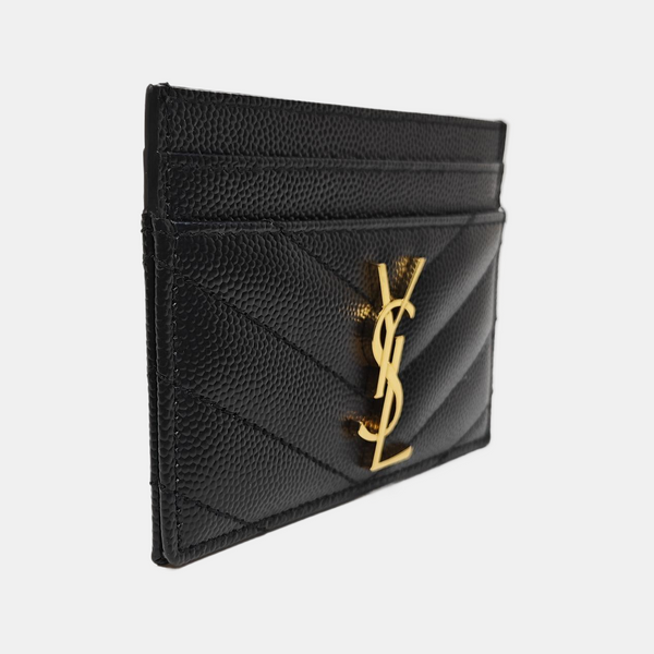MONOGRAM Chevron Calfskin Black Card Holder