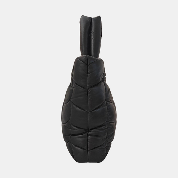Quilted Leather Top Handle Bag Black