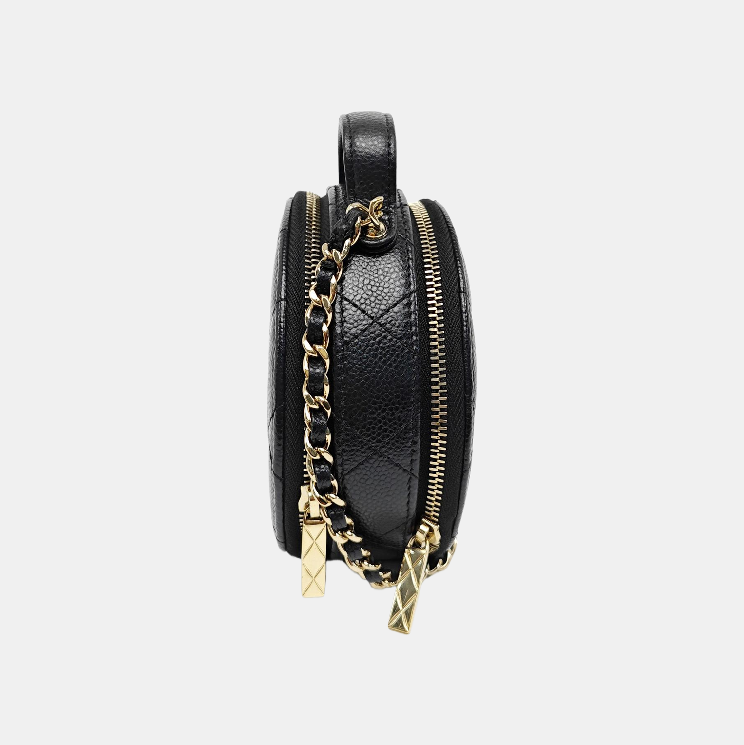 ROUND Quilted Grained Calfskin Black