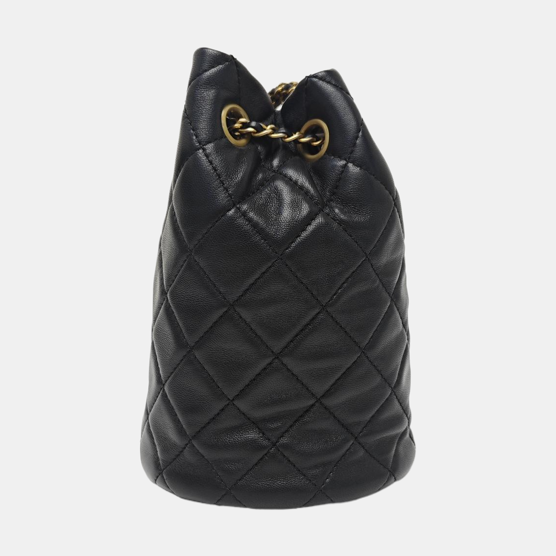 Quilted Lambskin Bucket Bag Black