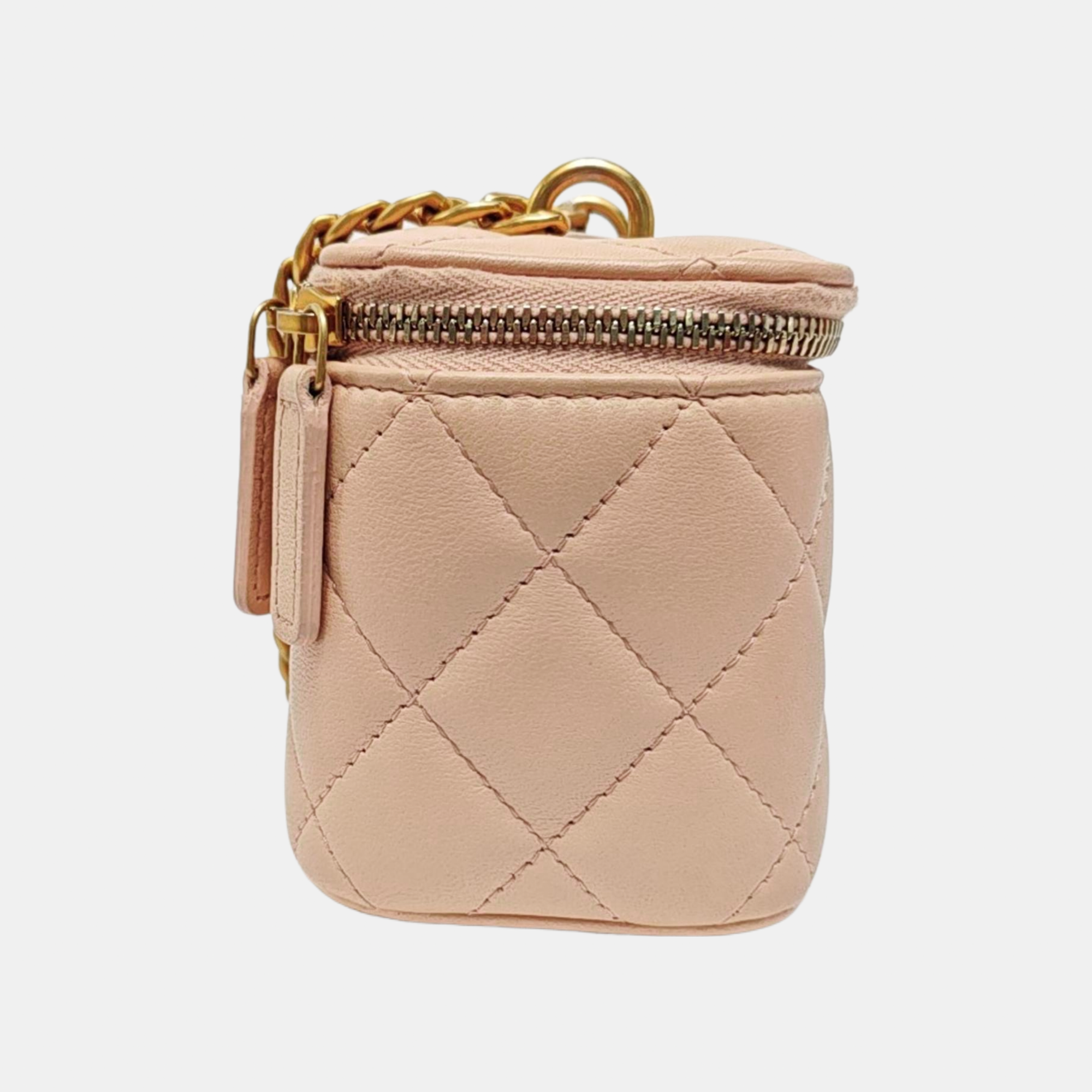 VANITY CASE Mini Quilted Lambskin Pink