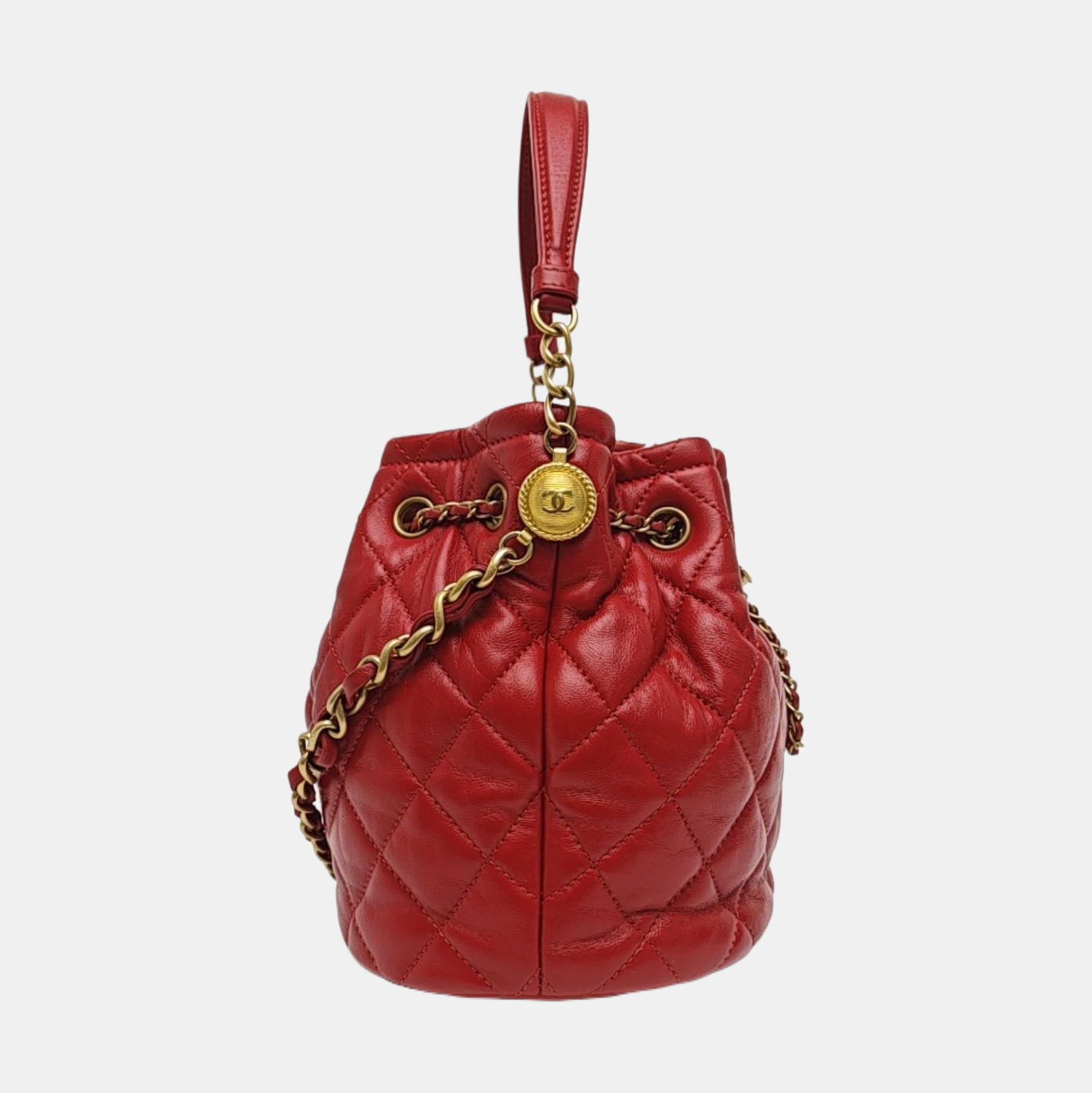 DRAWSTRING Quilted Lambskin Red
