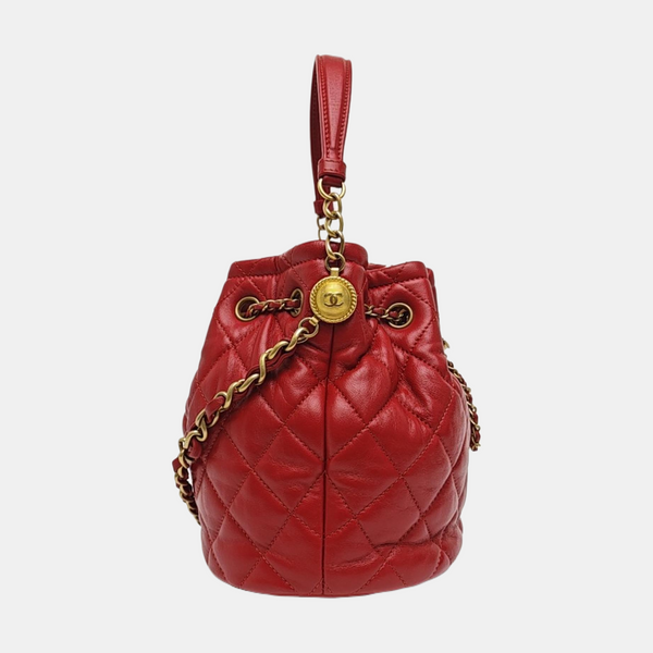 DRAWSTRING Quilted Lambskin Red