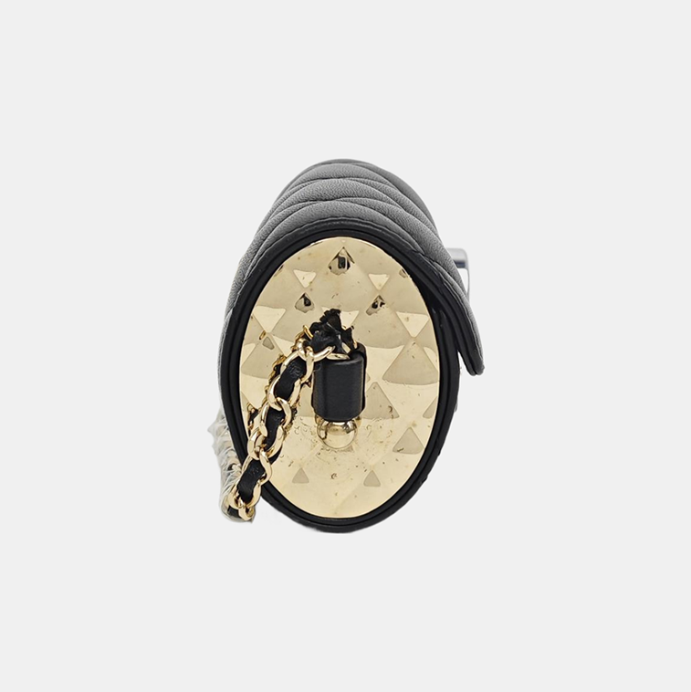 Quilted Lambskin Shoulder Bag Black