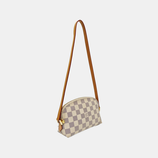 COSMETIC PM Damier Azur Coated Canvas White