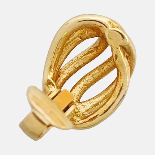 Twist Round Metal Gold Clip On Earrings