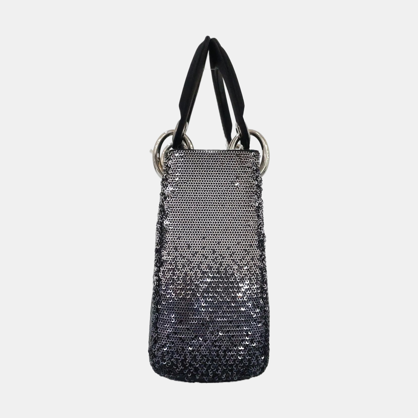 Authenticated pre-owned  Lady Dior Mini Silk Satin Black - Tote Bag at Looply