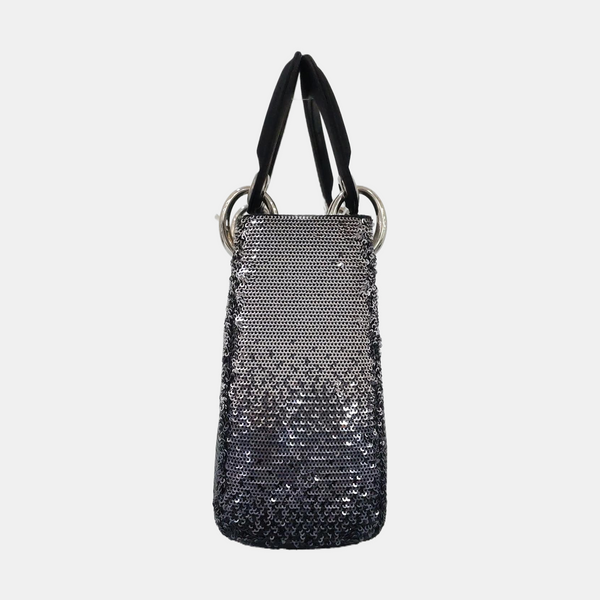 Authenticated pre-owned  Lady Dior Mini Silk Satin Black - Tote Bag at Looply