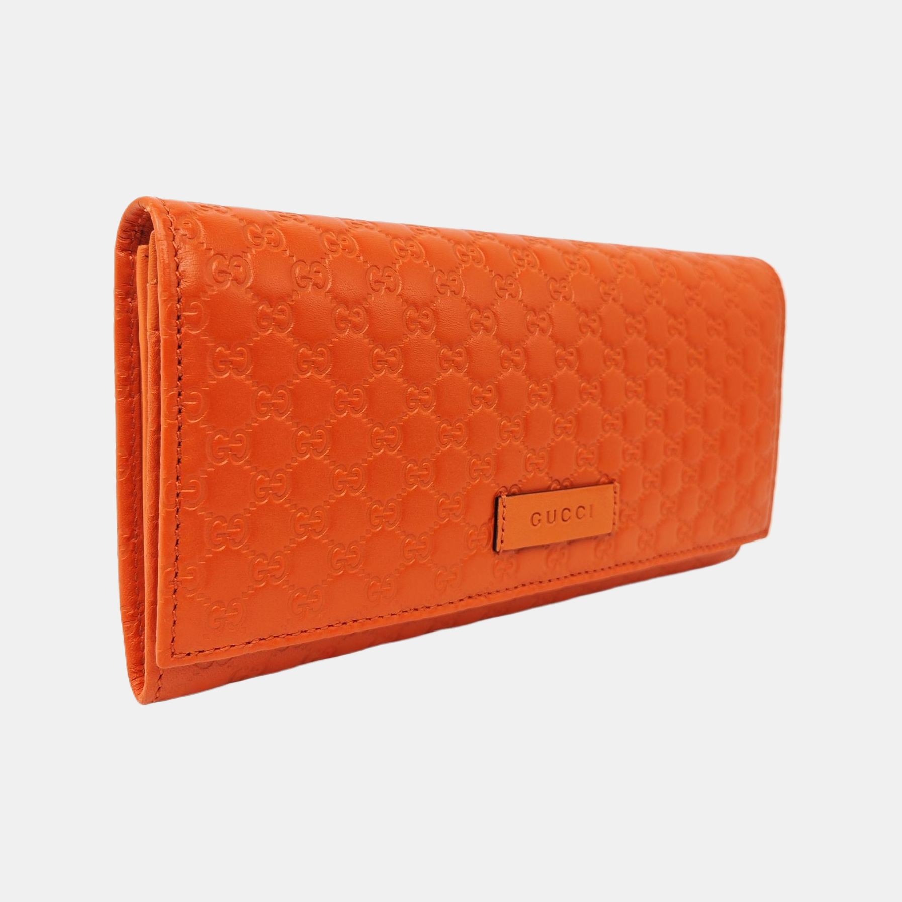 Microguccissima Monogram Calfskin Orange Wallet