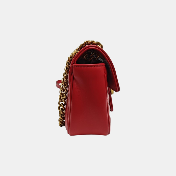 GG Marmont Small Quilted Calfskin Red