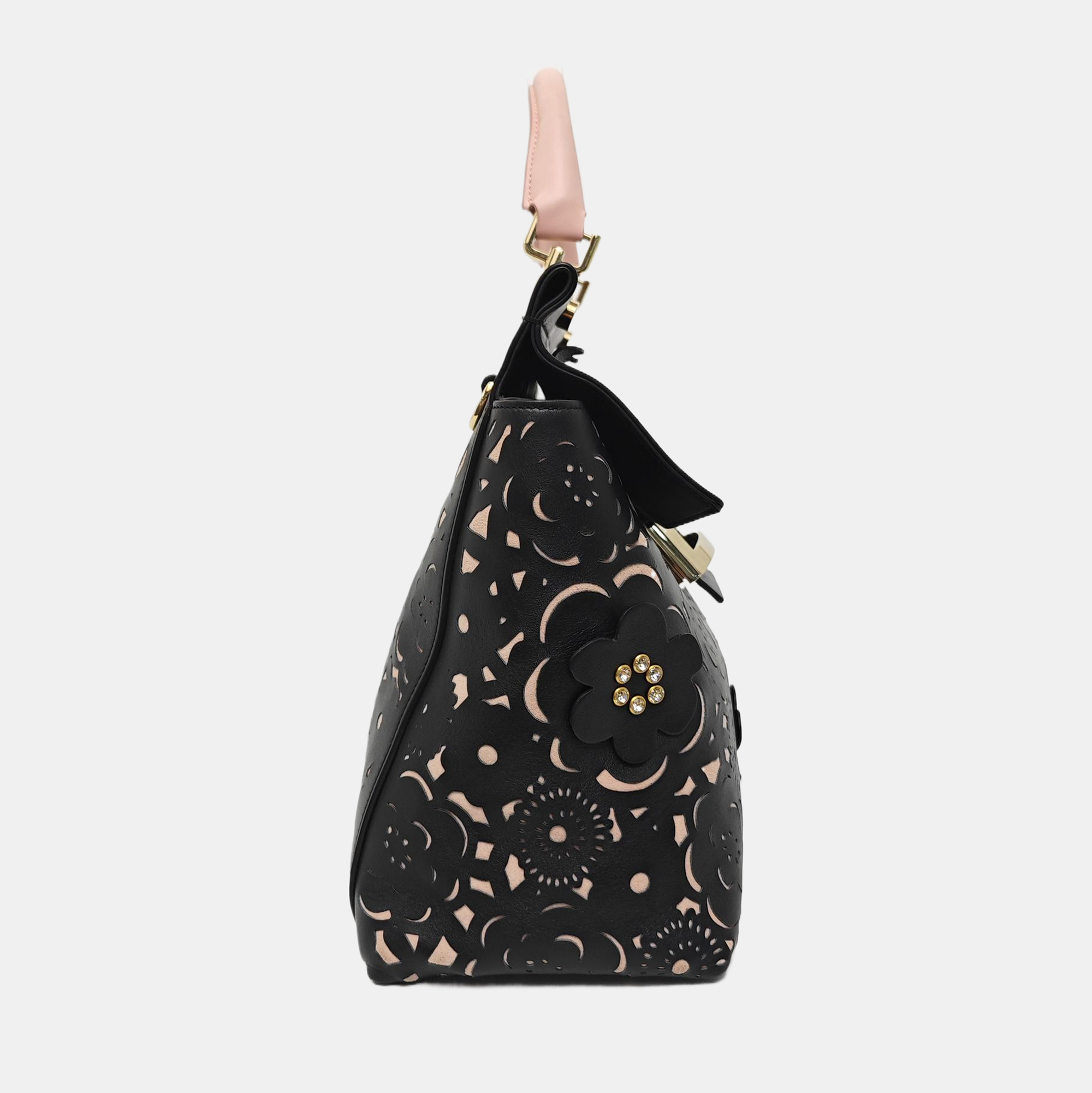 Leather Top Handle Bag Black