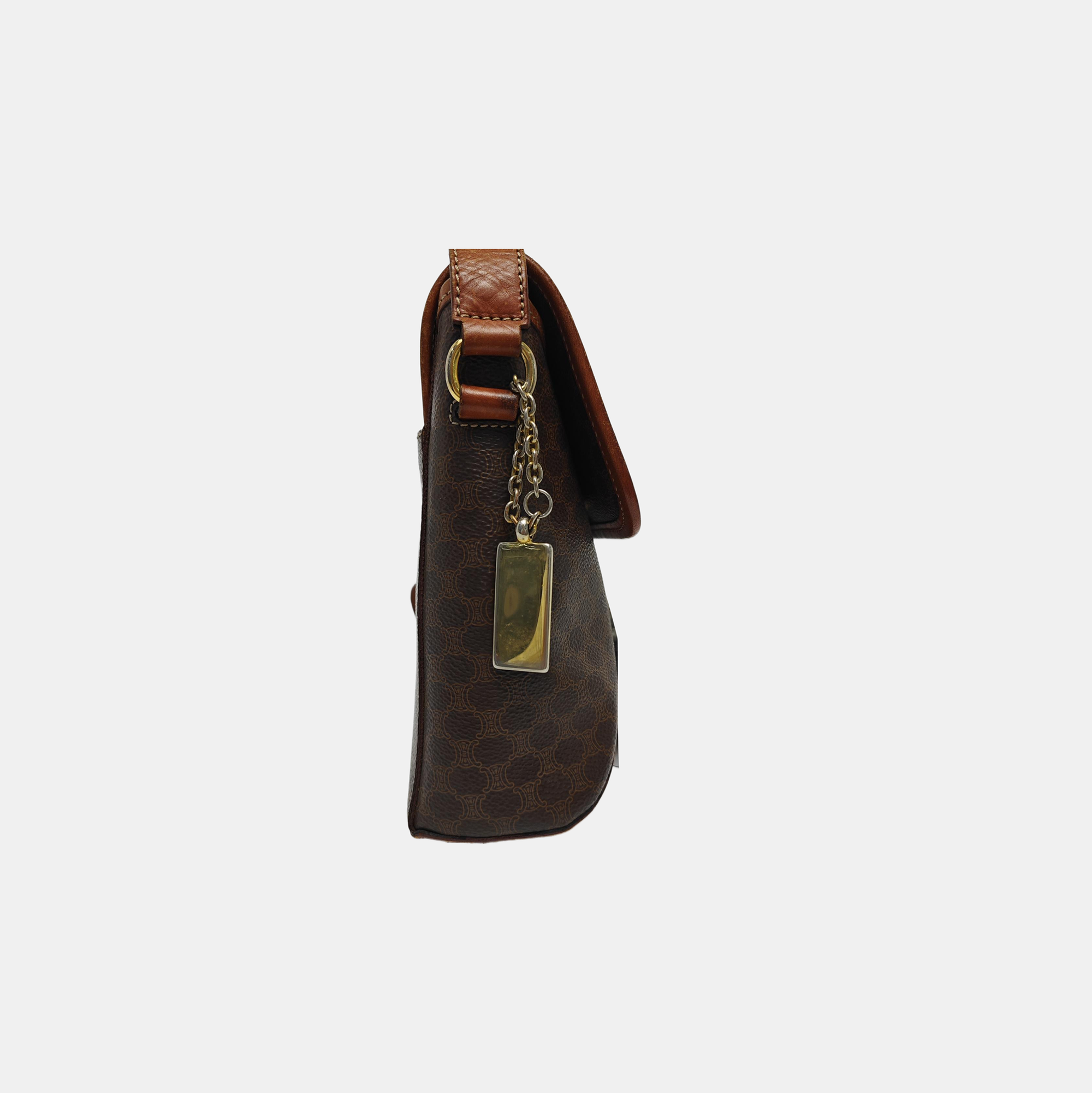 Coated Canvas Shoulder Bag Brown