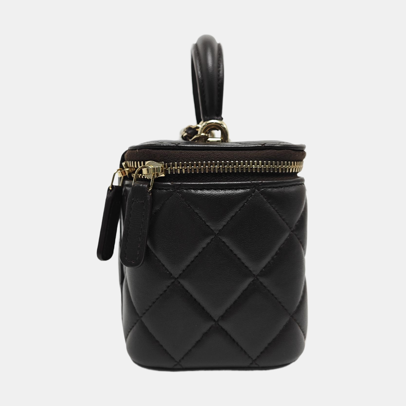 VANITY CASE Small Quilted Lambskin Brown