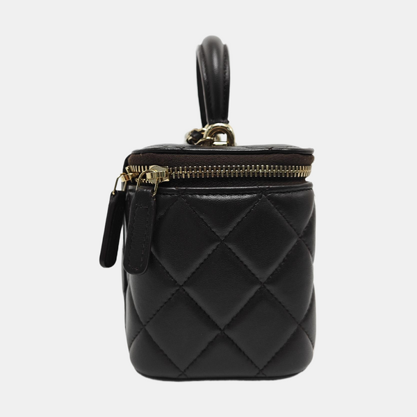 VANITY CASE Small Quilted Lambskin Brown