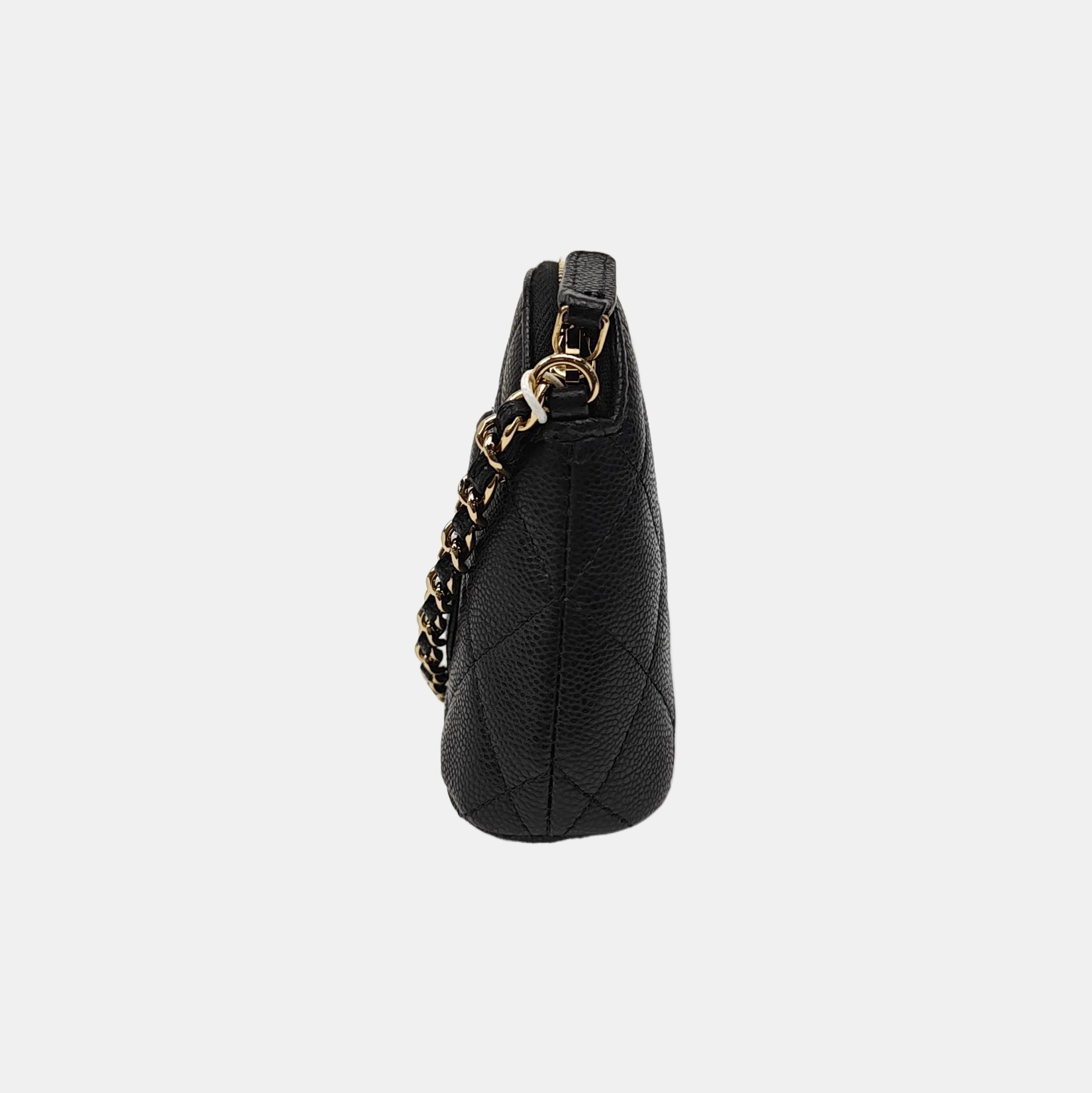Quilted Grained Calfskin Shoulder Bag Black