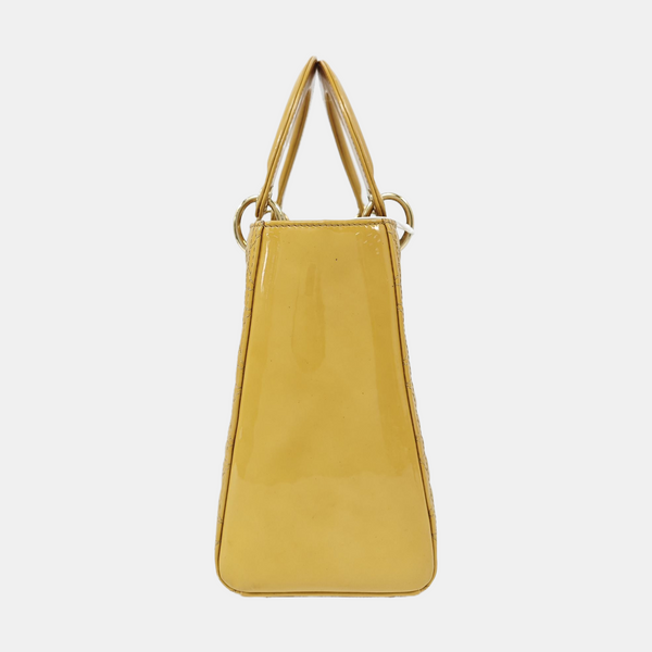 Lady Dior Medium Cannage Patent Leather Yellow