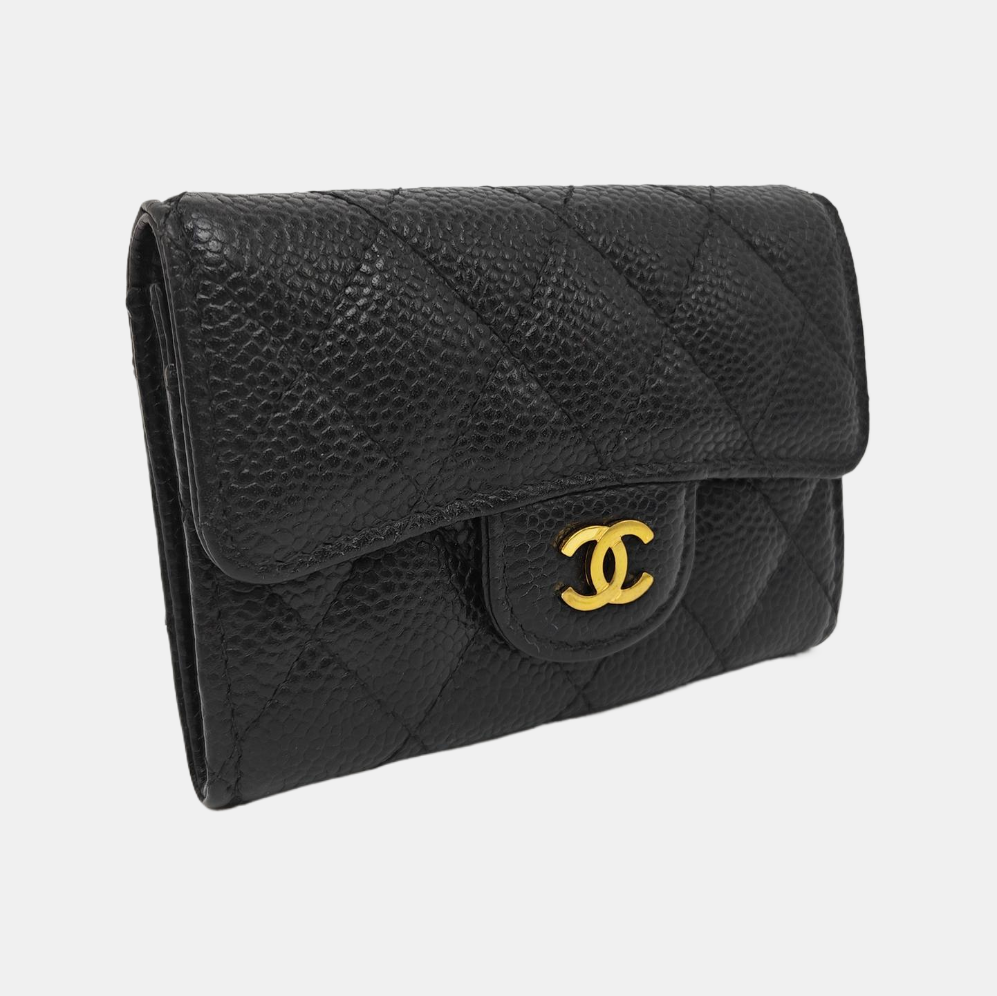 CLASSIC FLAP Quilted Grained Calfskin Black Wallet