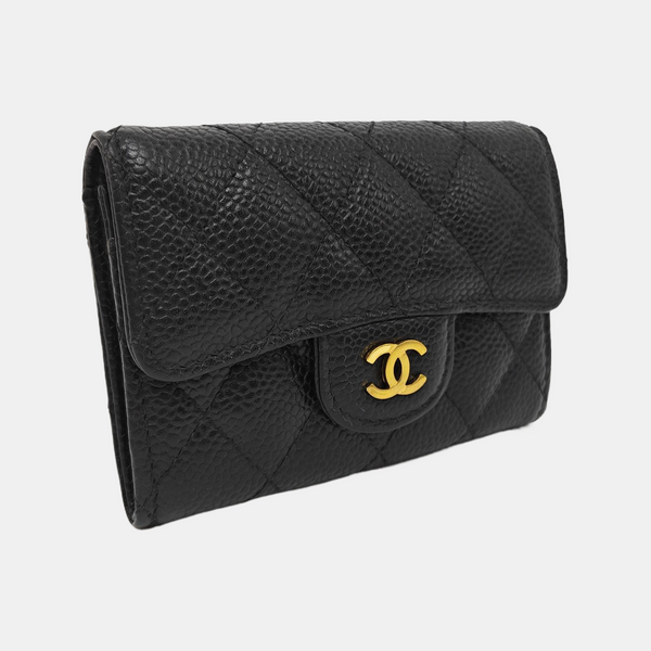 CLASSIC FLAP Quilted Grained Calfskin Black Wallet