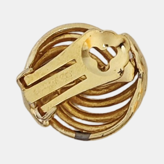 Twist Round Metal Gold Clip On Earrings