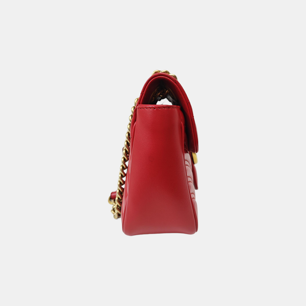 GG Marmont Medium Quilted Calfskin Red