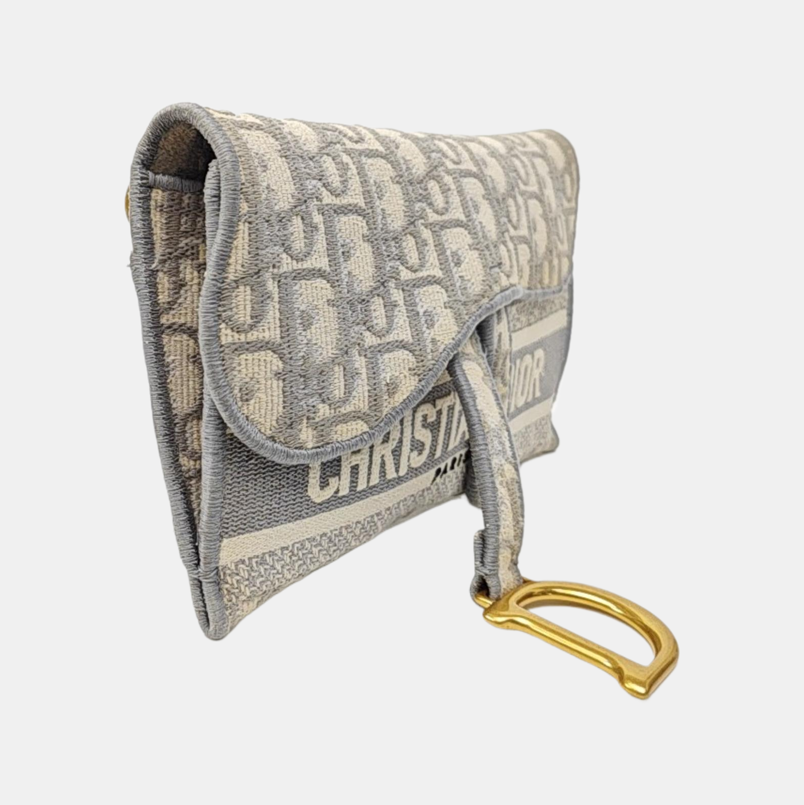 Saddle Mini Oblique Canvas Gray