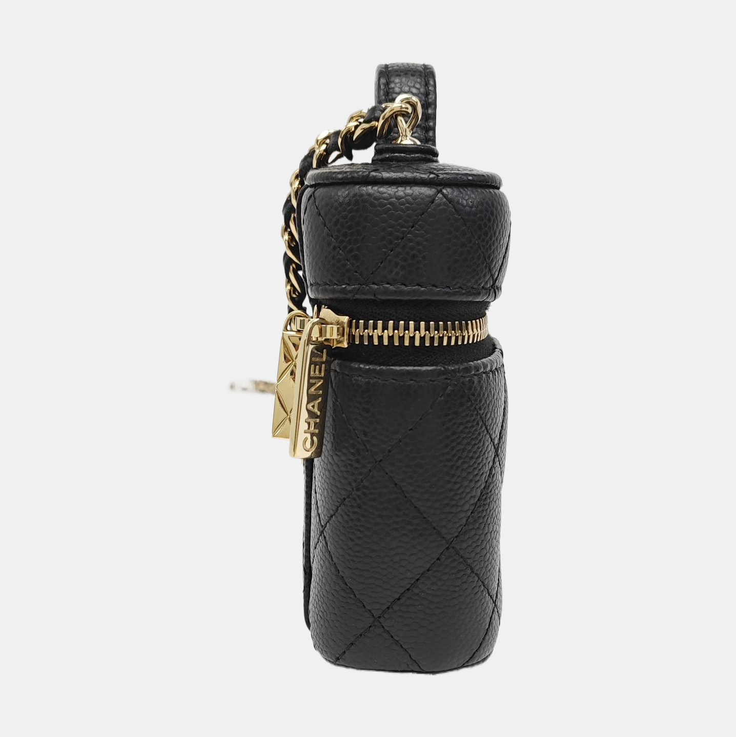 VANITY CASE Mini Quilted Grained Calfskin Black