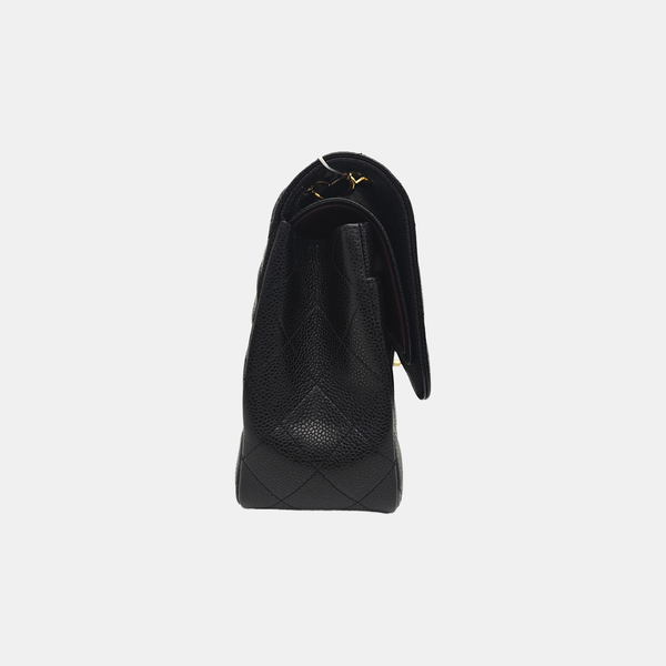 CLASSIC FLAP Jumbo Quilted Grained Calfskin Black