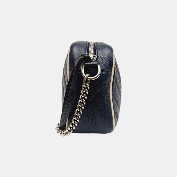 GG Marmont Small Quilted Calfskin Blue
