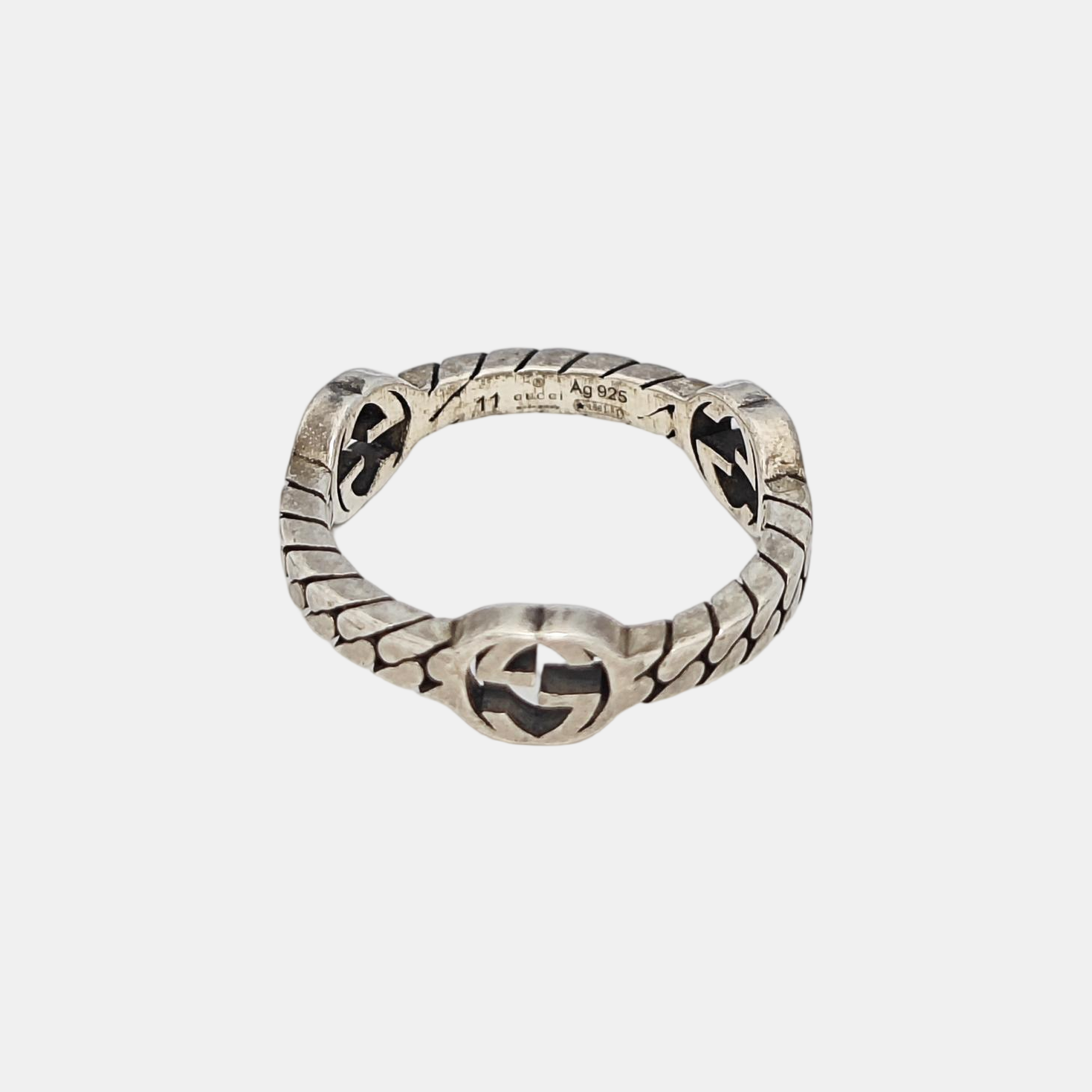 Interlocking G 925 Sterling Silver Ring HK 11