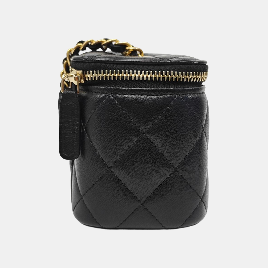 VANITY CASE Mini Quilted Lambskin Black