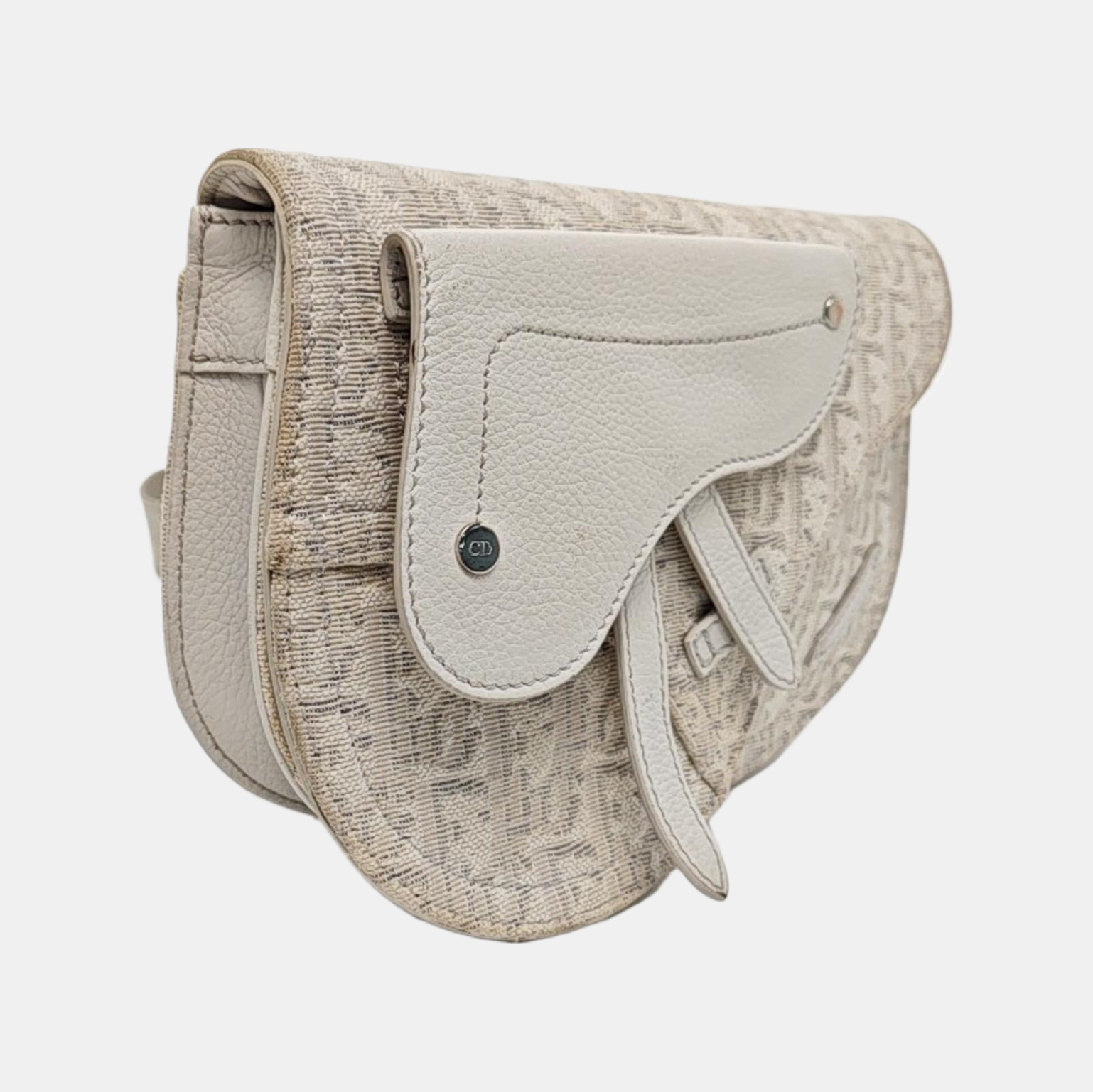 Saddle Medium Oblique Canvas Beige