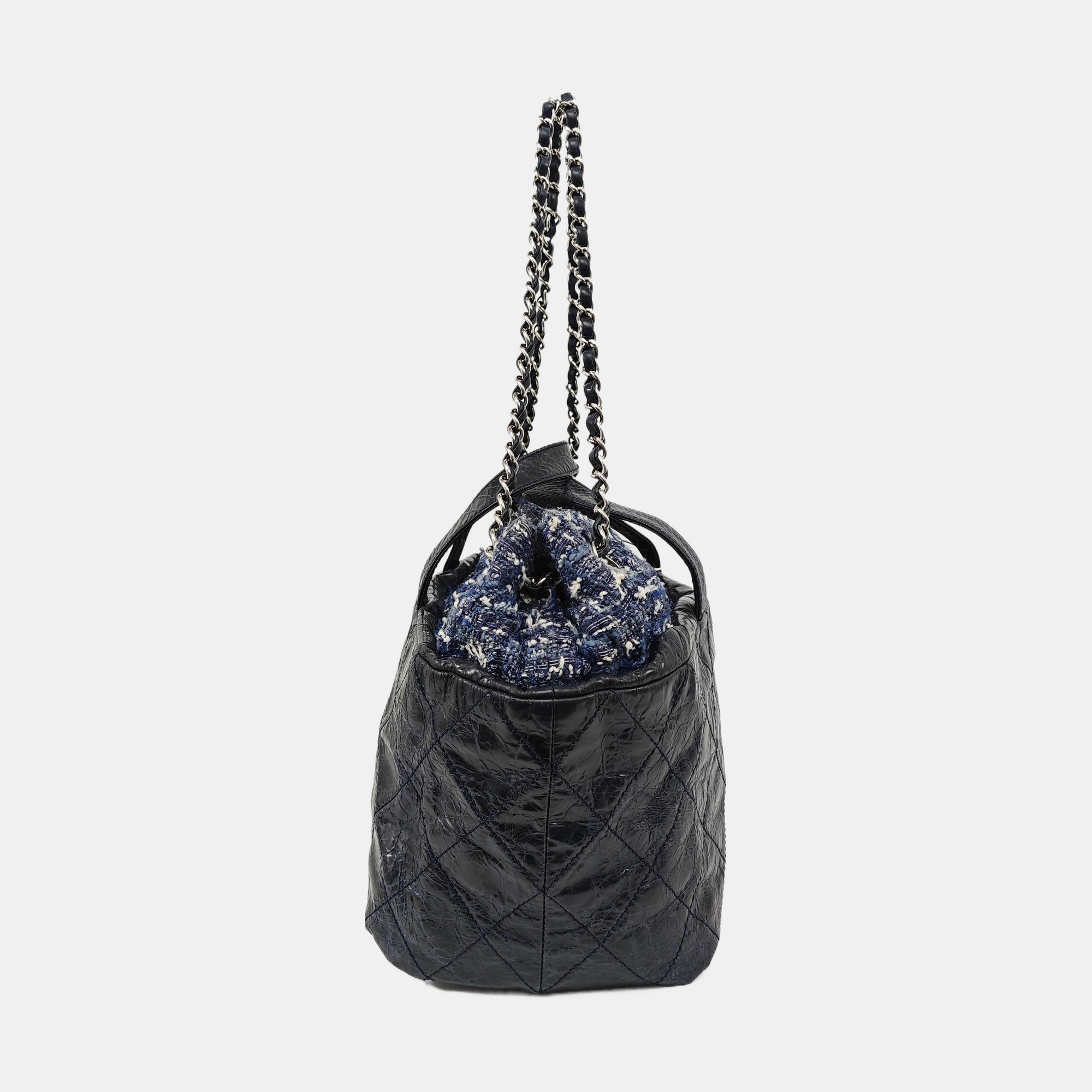 Quilted Calfskin Shoulder Bag Blue