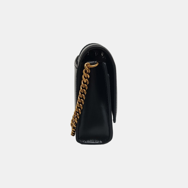 Hourglass Wallet On Chain Mini Calfskin Black