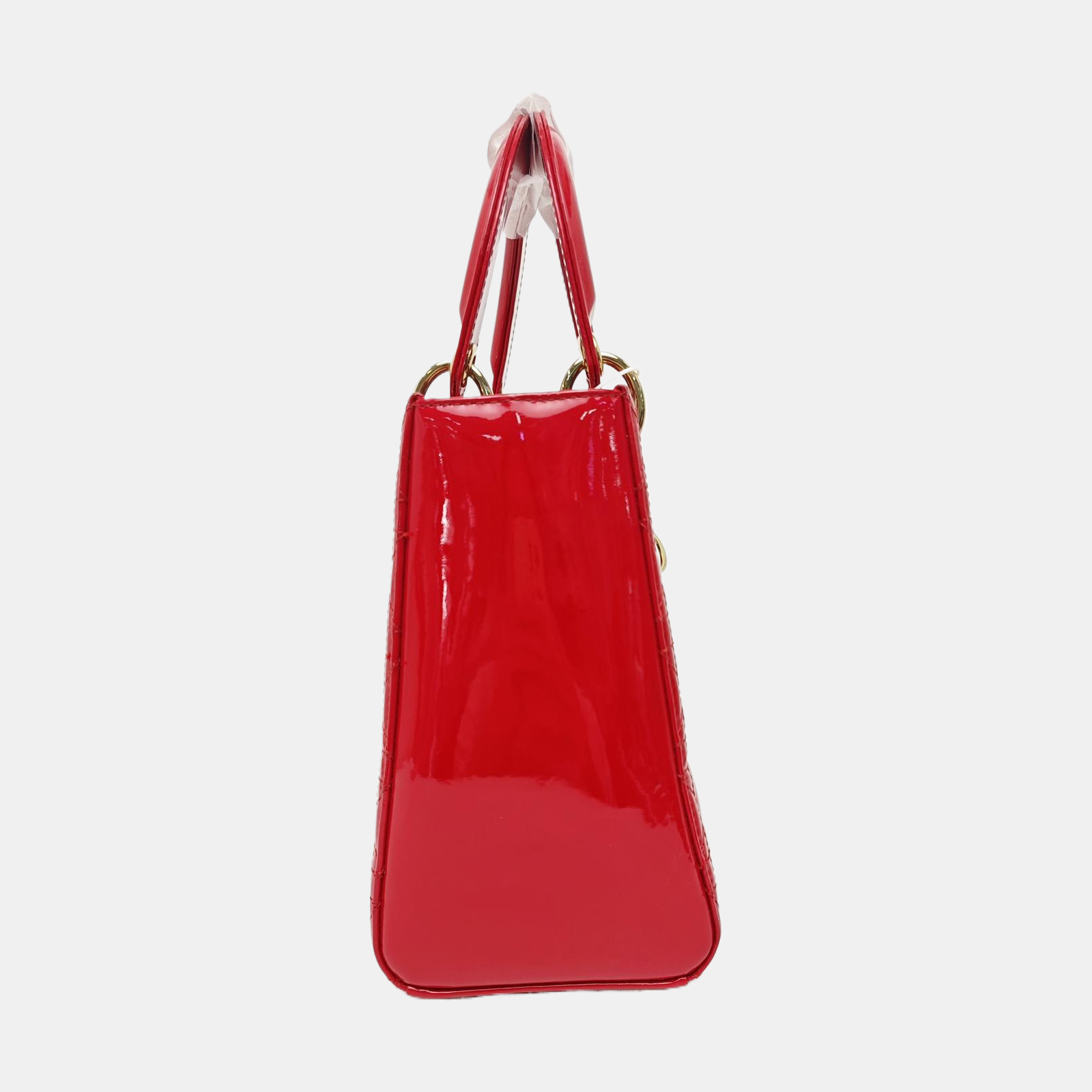 Lady Dior Medium Cannage Patent Leather Red