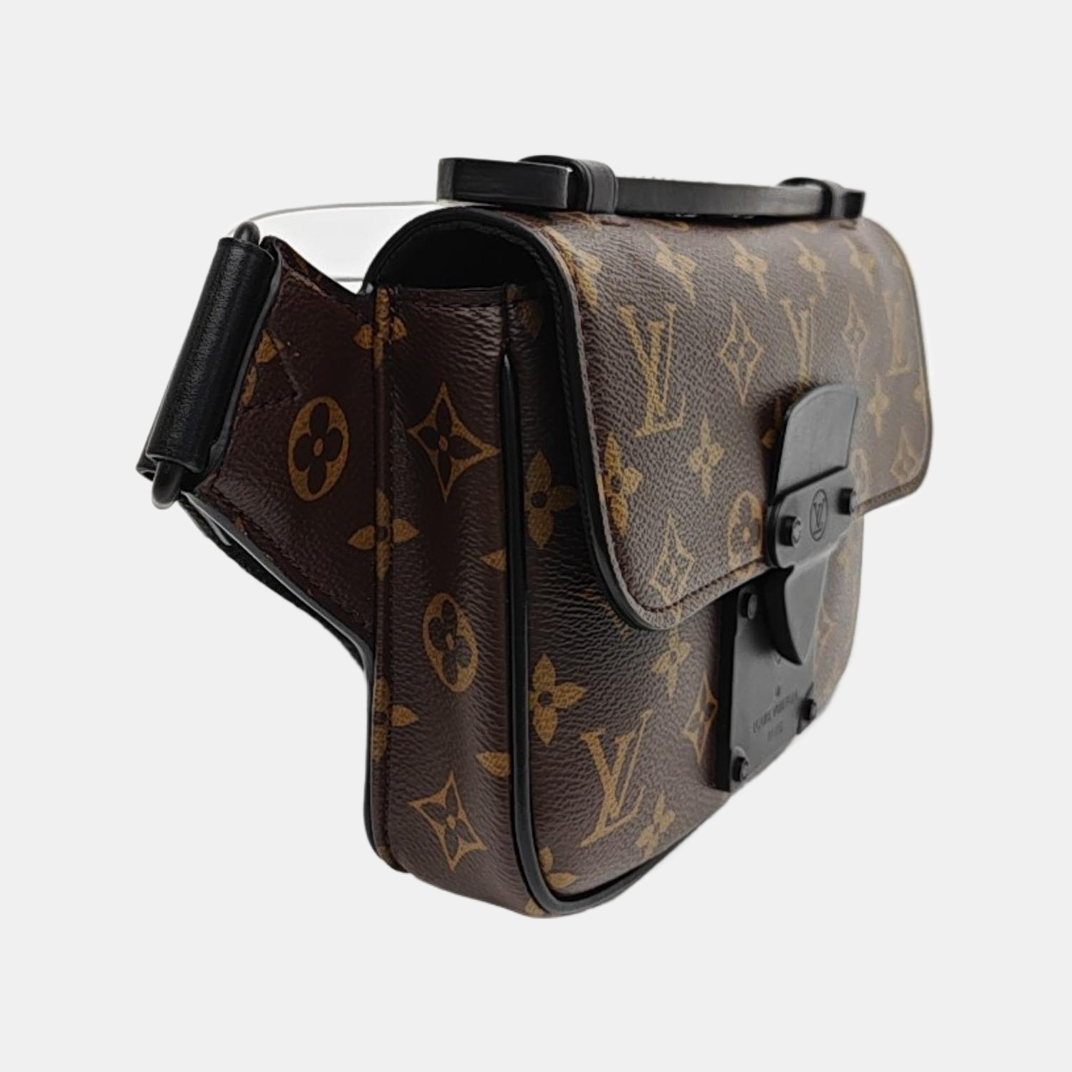 S LOCK Monogram Coated Canvas Brown