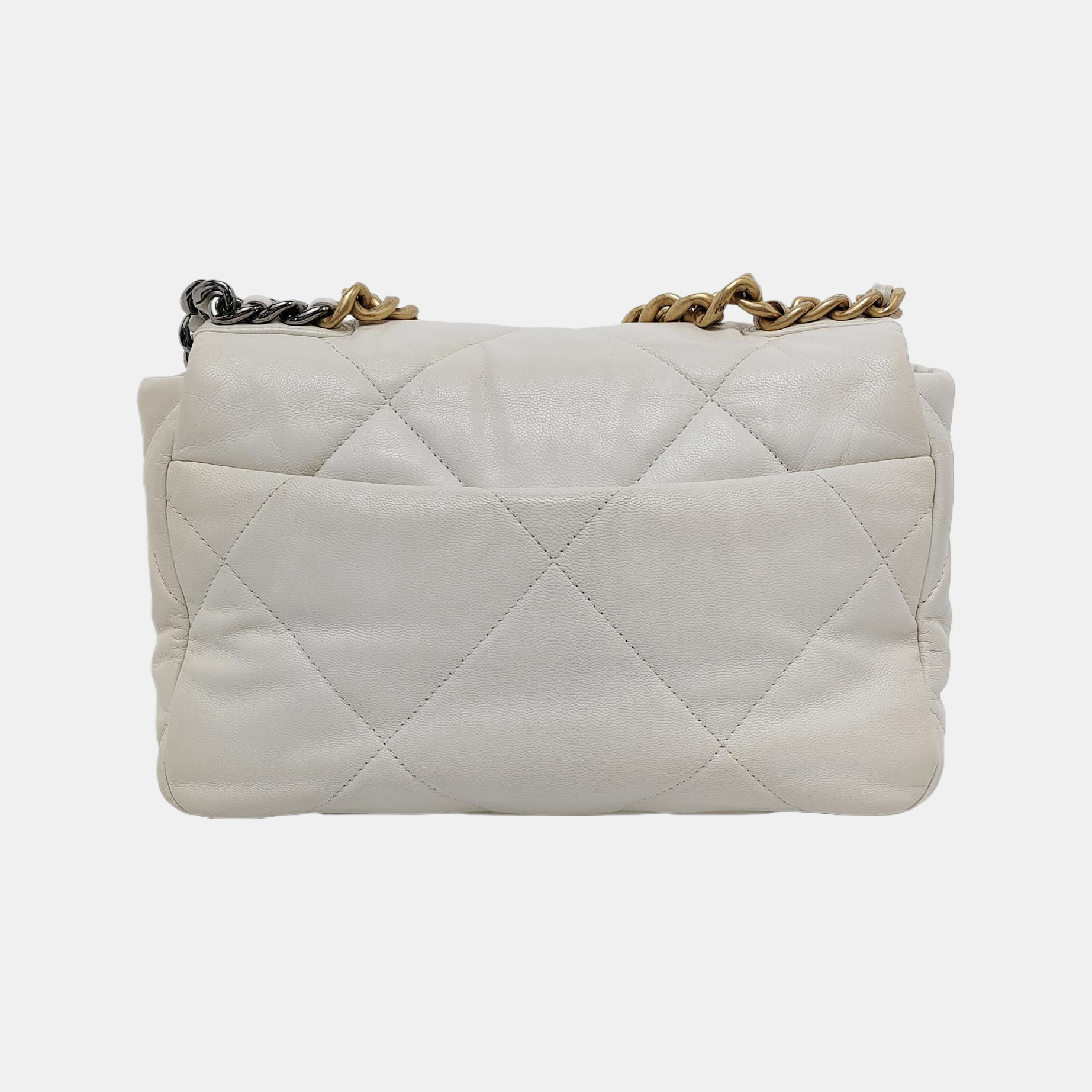 CHANEL 19 Small Quilted Lambskin White