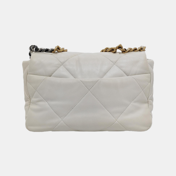CHANEL 19 Small Quilted Lambskin White