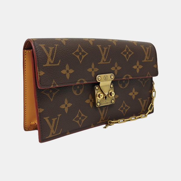 S LOCK Monogram Coated Canvas Brown