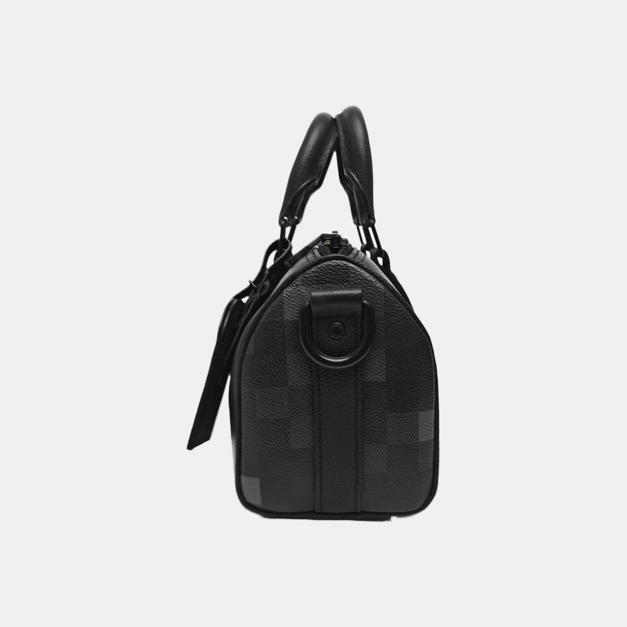 KEEPALL 25 Damier Graphite Coated Canvas Black