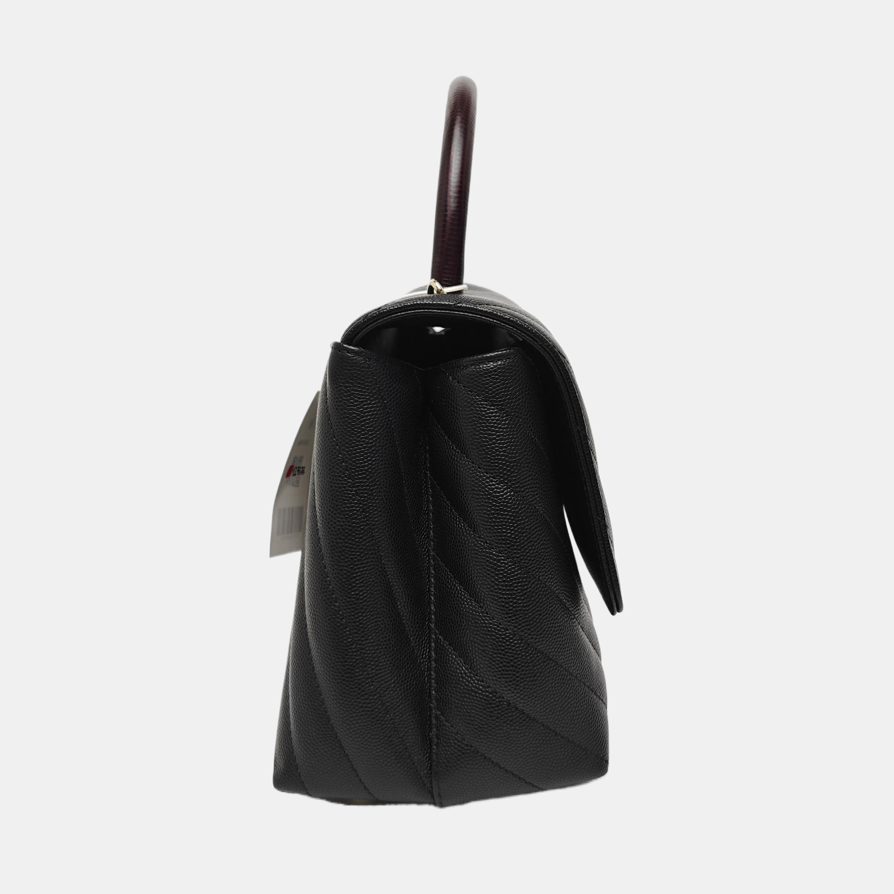 COCO HANDLE Medium Chevron Grained Calfskin Black