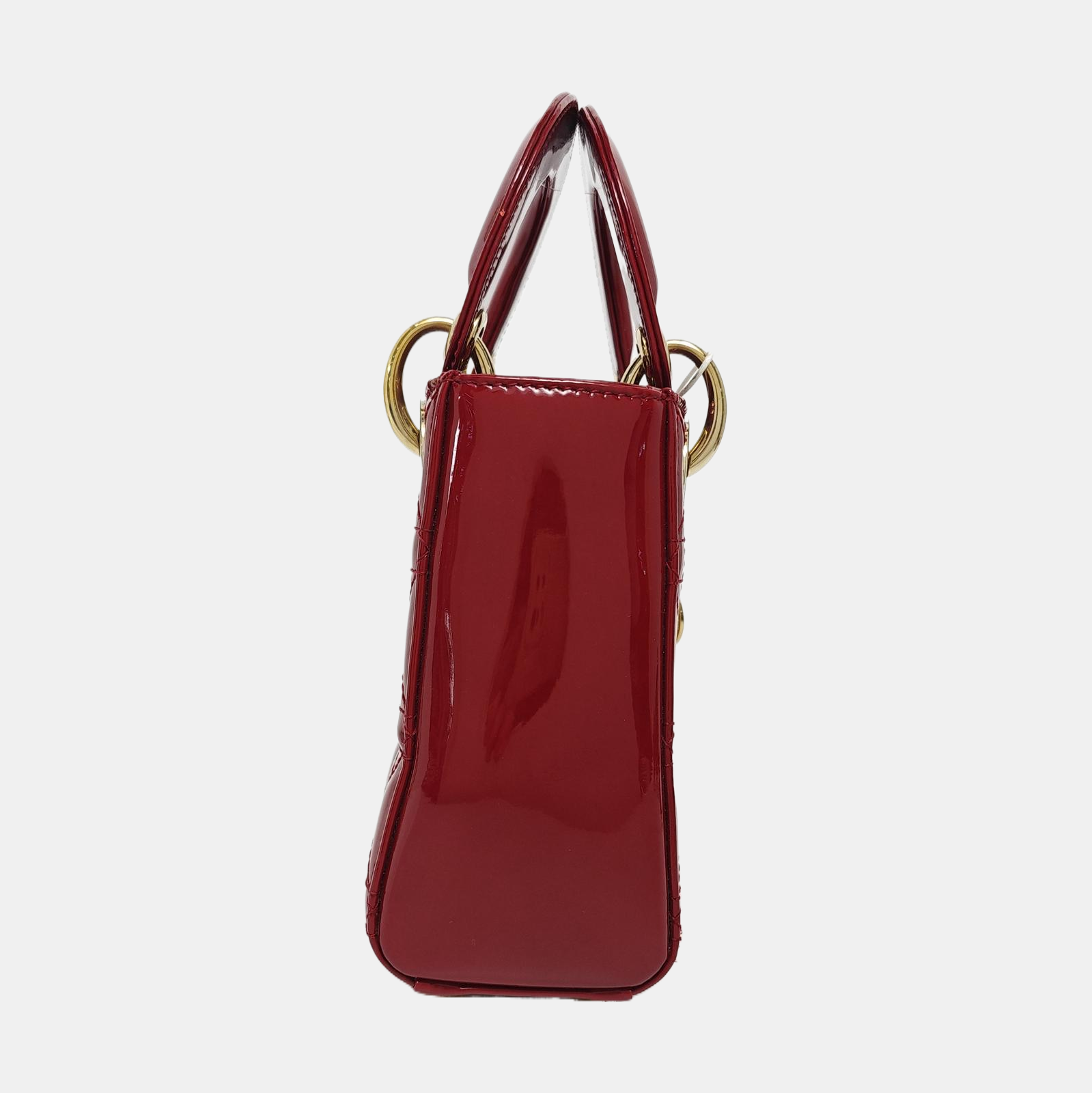 Authenticated pre-owned  Lady Dior Mini Cannage Patent Calfskin Red - Tote Bag at Looply
